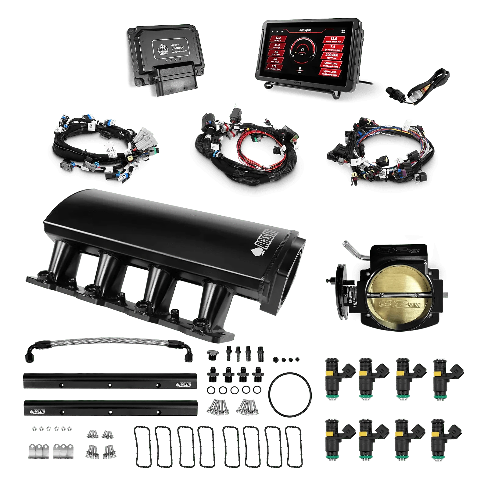 Aces Fuel Injection, Inc. LS1/LS2/LS6 Short Fabricated Intake Top End Kits 500HP (DBC & Manual Trans) Jackpot LS (Lite) Top End Kits