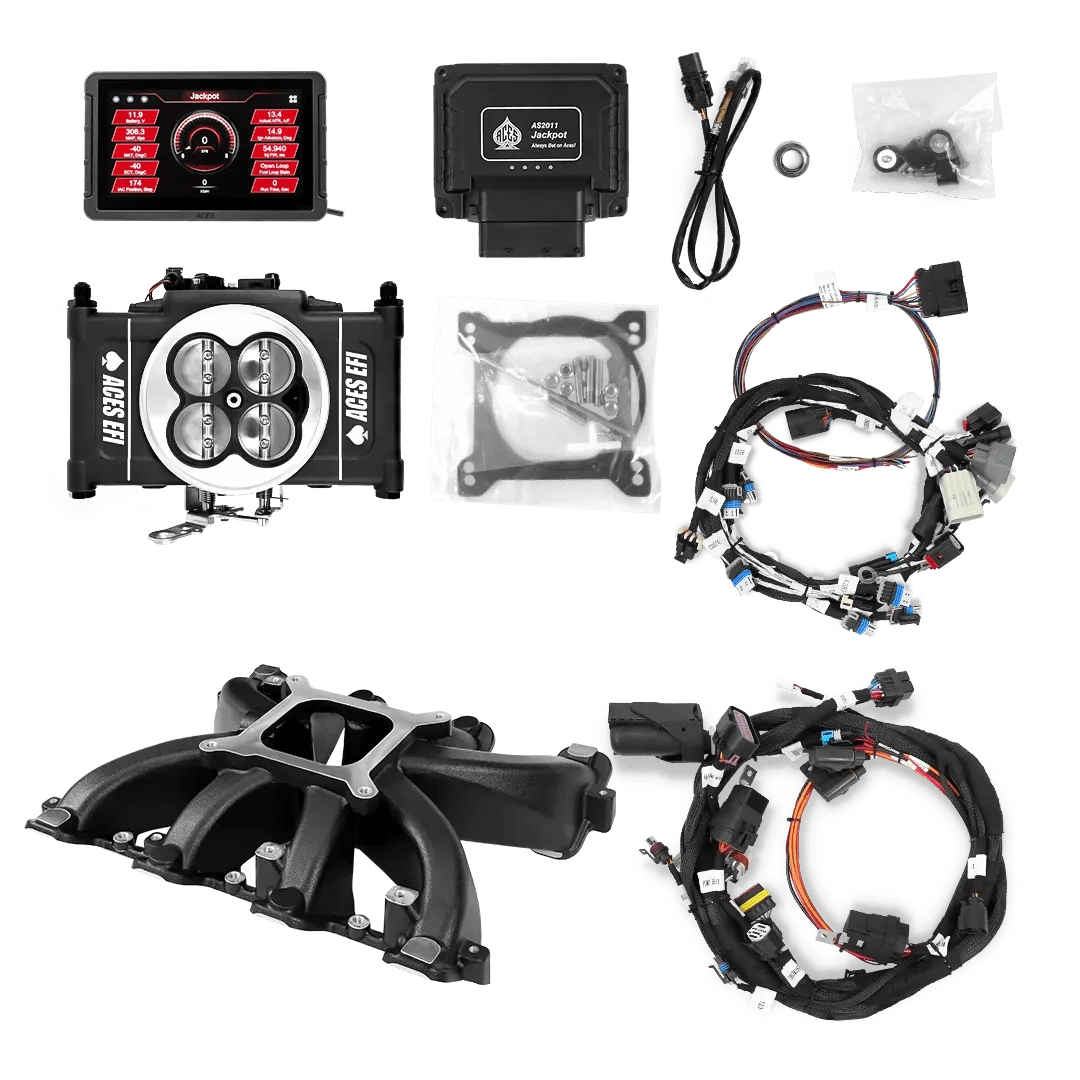 Aces Fuel Injection, Inc. Manual Trans / LS1/LS2/LS6 Cathedral Port / Black Jackpot LS EFI TBI System - Top End Kits