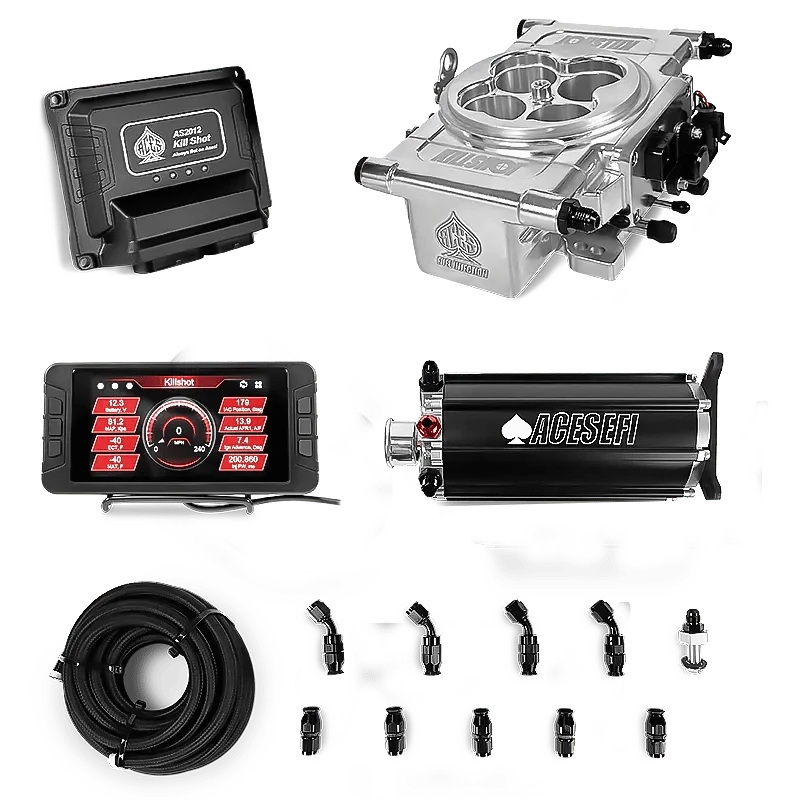 Aces Fuel Injection Polished / Command Center 2 Surge Tank Killshot 4-BBl EFI Fuel Kits