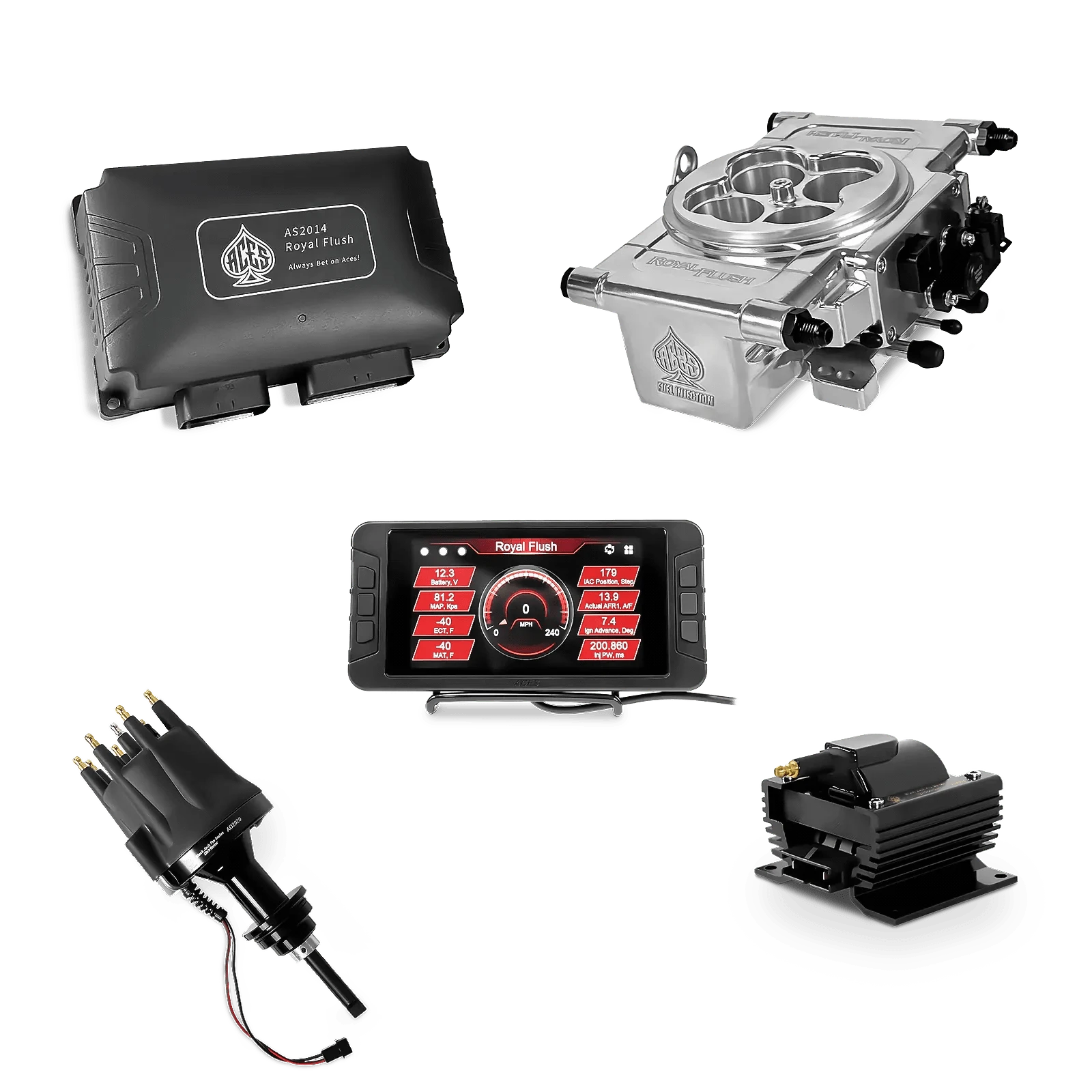 Aces Fuel Injection Polished / SB LA 273-360 Royal Flush EFI/CDI - Top End Kit