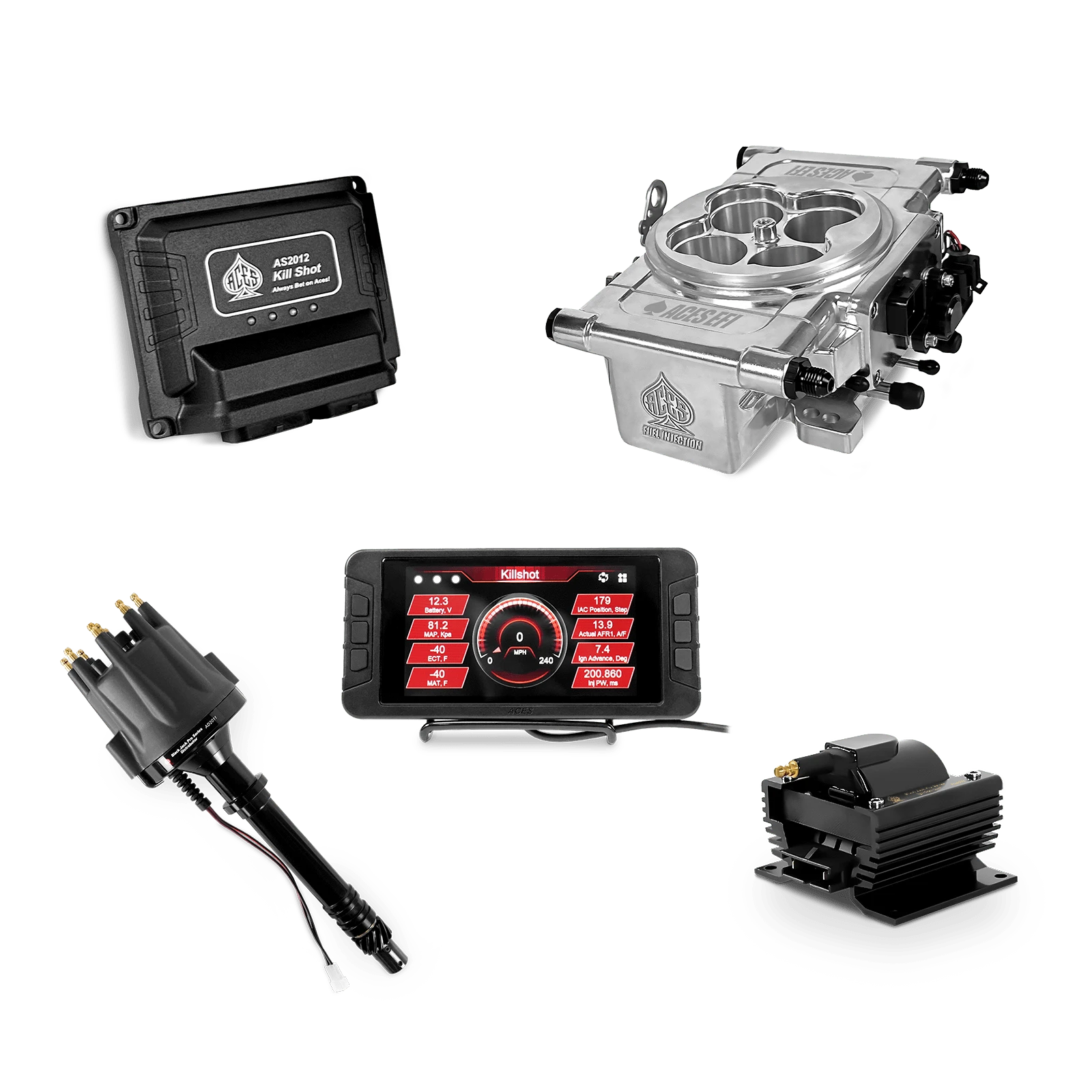 Aces Fuel Injection Polished / SBC/BBC Killshot 4-bbl EFI Top End Kits