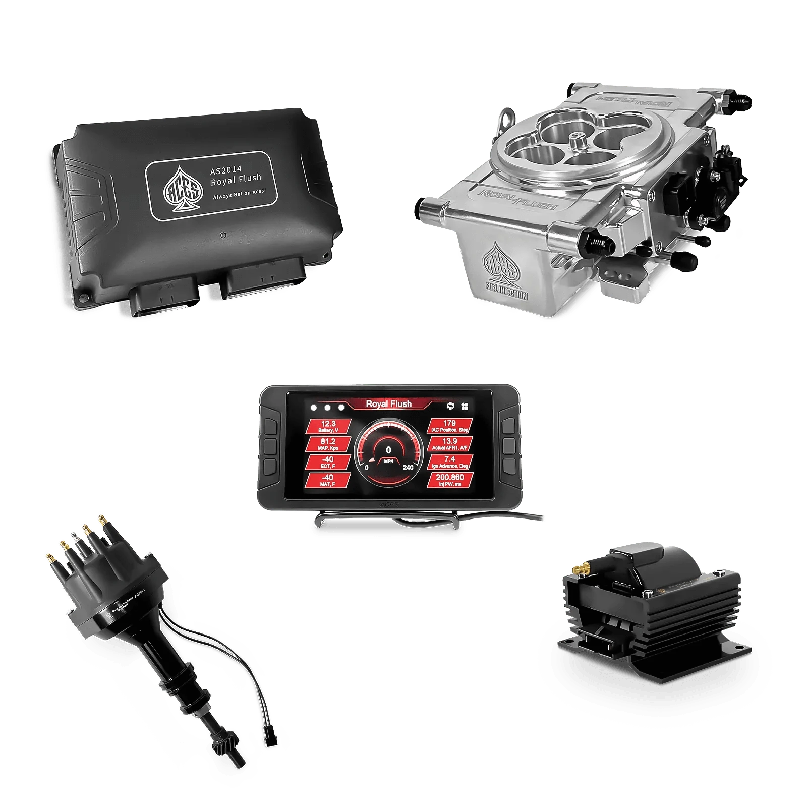 Aces Fuel Injection Polished / SBF 351W Royal Flush EFI/CDI - Top End Kit