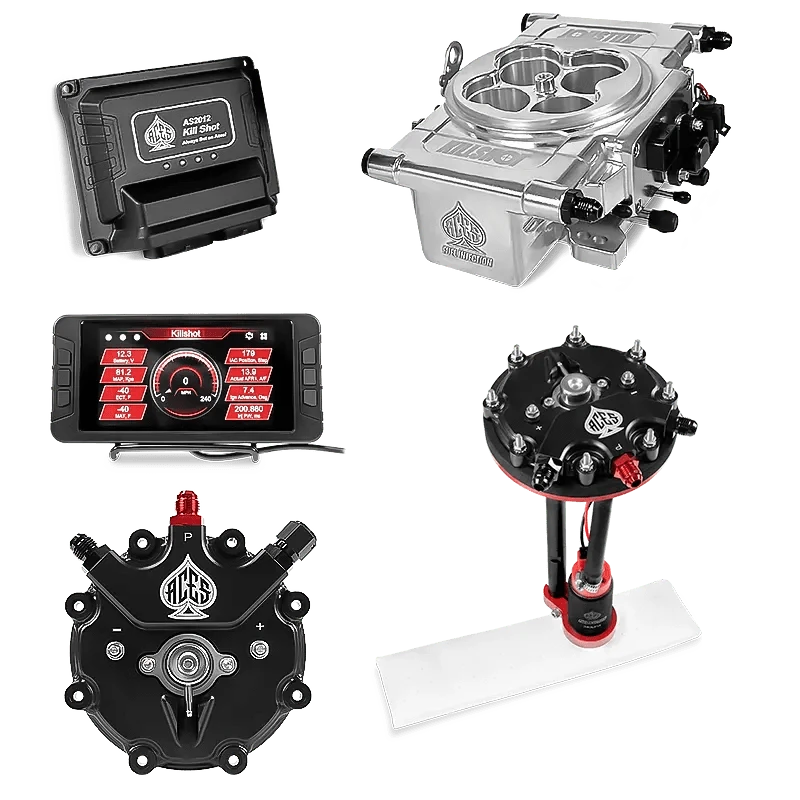 Aces Fuel Injection Polished / Tank Conversion Pump Module with Internal Regulator (340 LPH) Killshot 4-BBl EFI Fuel Kits