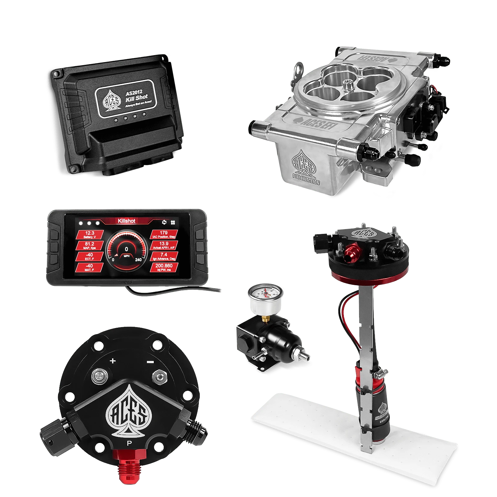Aces Fuel Injection Polished / Tight Fit In-tank Pump Module (255 LPH) Killshot 4-BBl EFI Fuel Kits