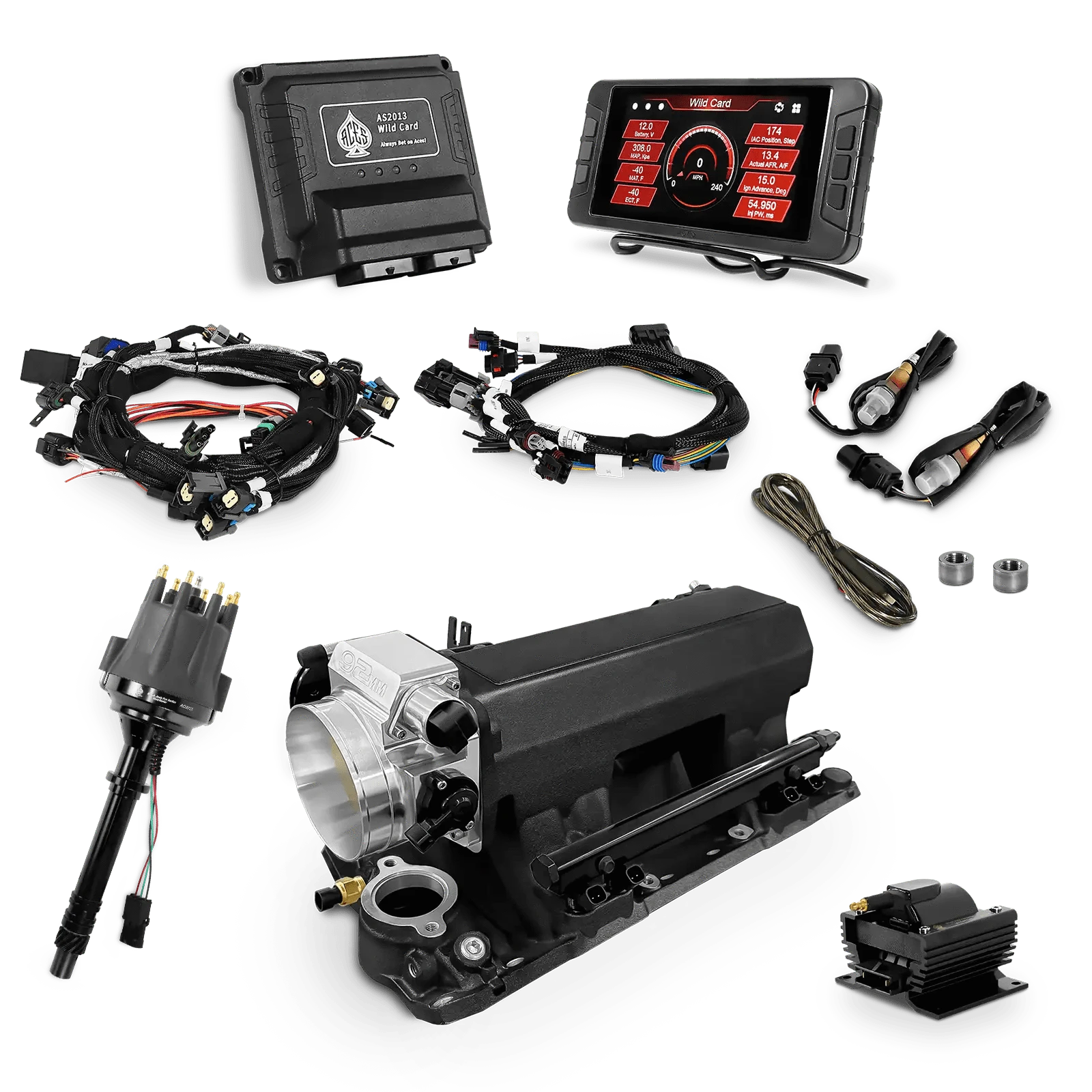 Aces Fuel Injection SBC Top End Kit with (Black) SBC Tunnel Ram Manifold / 500 Wild Card EFI - Top End Kits