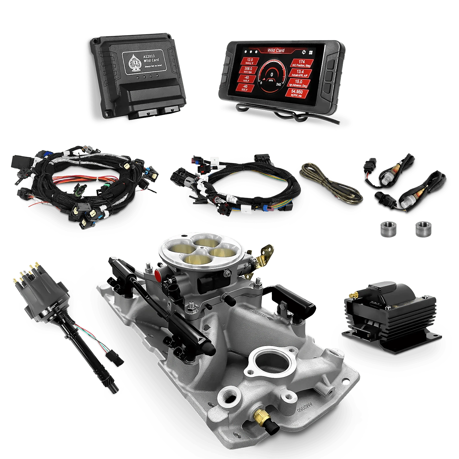 Aces Fuel Injection SBC Top End Kit with (Silver) SBC Manifold / 500 Wild Card EFI - Top End Kits
