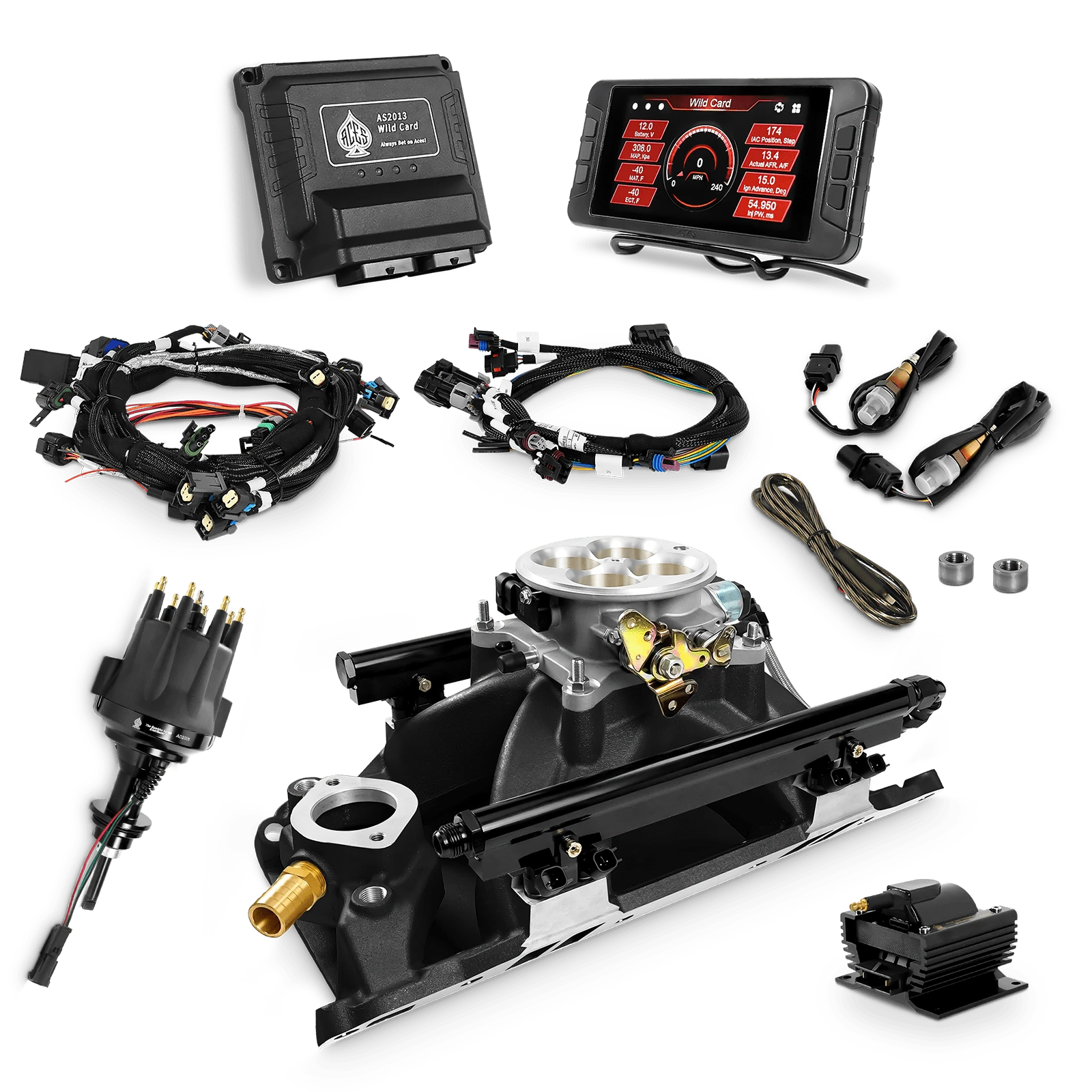 Aces Fuel Injection SBM Top End Kit with (Black) Mopar 318/340/360 Manifold / 500 Wild Card EFI - Top End Kits