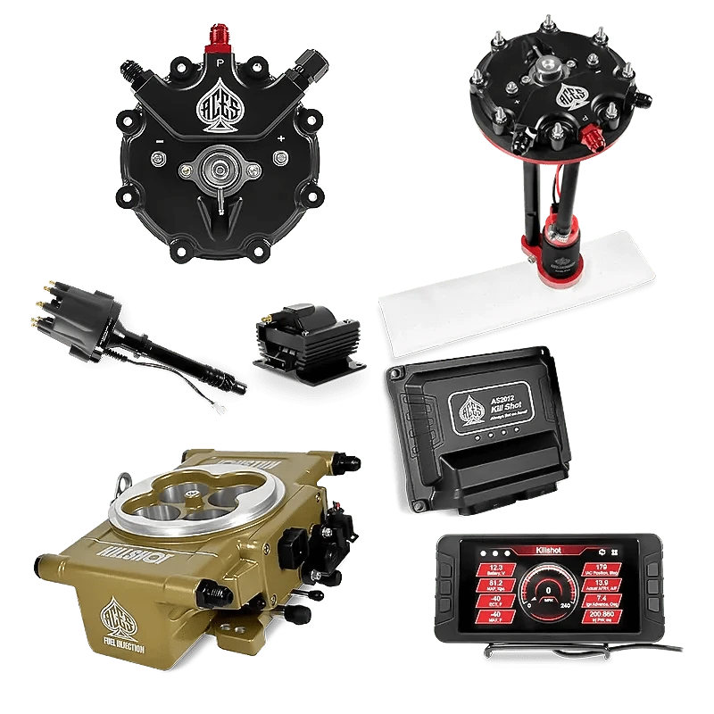 Aces Fuel Injection Tank Conversion Pump Module with Internal Regulator (340 LPH) / SB/BB Chevy Killshot EFI Master Kits (Gold)