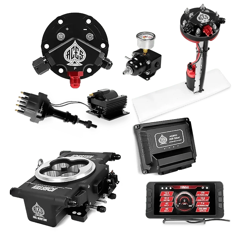 Aces Fuel Injection Tight Fit In-tank Pump Module (255 LPH) / 351W SBF Killshot 4-bbl EFI Master Kits (Black)