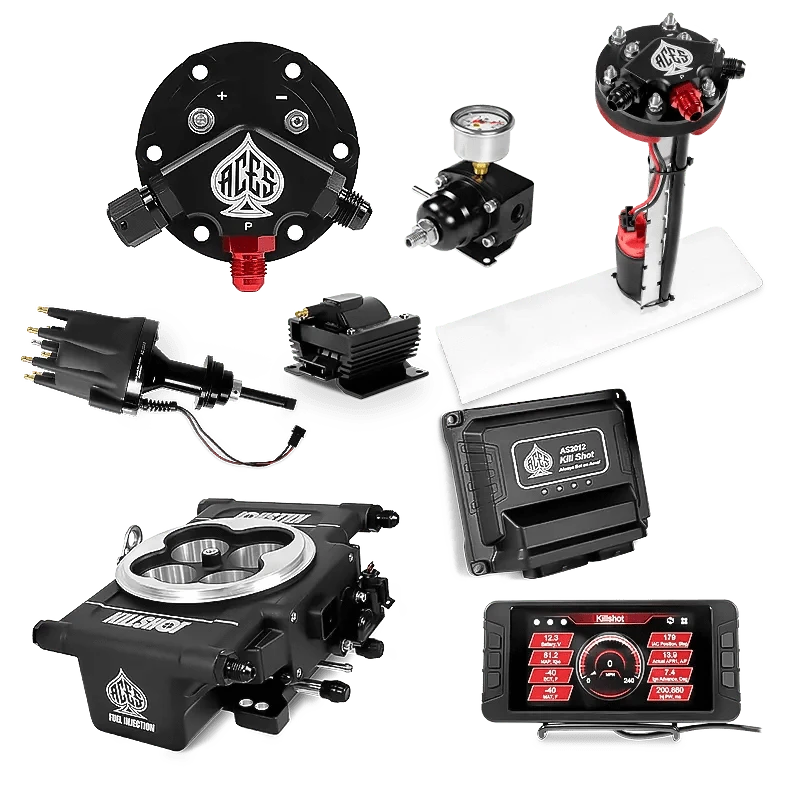 Aces Fuel Injection Tight Fit In-tank Pump Module (255 LPH) / Mopar SB LA 273-360 Killshot 4-bbl EFI Master Kits (Black)