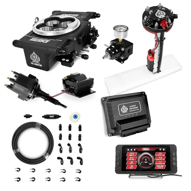Aces Fuel Injection Tight Fit In-tank Pump Module & 40' PTFE Hose Kits (255 LPH) / 232-258 6-Cyl. Killshot 4-bbl EFI Master Kits (Black)