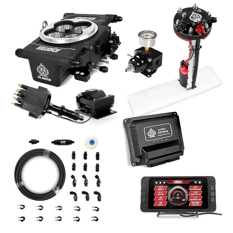 Aces Fuel Injection Tight Fit In-tank Pump Module & 40' PTFE Hose Kits (255 LPH) / Pontiac 326-455 Killshot 4-bbl EFI Master Kits (Black)
