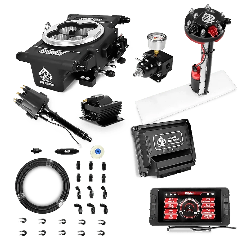 Aces Fuel Injection Tight Fit In-tank Pump Module & 40' PTFE Hose Kits (255 LPH) / SB/BB Chevy Killshot 4-bbl EFI Master Kits (Black)